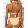 image:imageANRABESS Womens Triangle Bikini Sets Sexy Halter String Two Piece Swimsuits Tie Lace Trim Bathing Suit Trendy Beach SwimwearCream