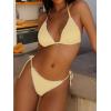 image:imageANRABESS Womens Triangle Bikini Sets Sexy Halter String Two Piece Swimsuits Tie Lace Trim Bathing Suit Trendy Beach SwimwearCream