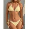 image:imageANRABESS Womens Triangle Bikini Sets Sexy Halter String Two Piece Swimsuits Tie Lace Trim Bathing Suit Trendy Beach SwimwearCream