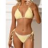image:imageANRABESS Womens Triangle Bikini Sets Sexy Halter String Two Piece Swimsuits Tie Lace Trim Bathing Suit Trendy Beach SwimwearCream