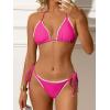 image:imageANRABESS Womens Triangle Bikini Sets Sexy Halter String Two Piece Swimsuits Tie Lace Trim Bathing Suit Trendy Beach SwimwearHot Pink