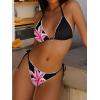 image:imageANRABESS Womens Triangle Bikini Sets Sexy Halter String Two Piece Swimsuits Tie Lace Trim Bathing Suit Trendy Beach SwimwearLily Flowers Black
