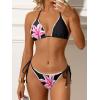 image:imageANRABESS Womens Triangle Bikini Sets Sexy Halter String Two Piece Swimsuits Tie Lace Trim Bathing Suit Trendy Beach SwimwearLily Flowers Black