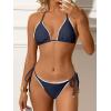 image:imageANRABESS Womens Triangle Bikini Sets Sexy Halter String Two Piece Swimsuits Tie Lace Trim Bathing Suit Trendy Beach SwimwearNavy Blue