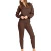 image:imageANRABESS Womens Two Piece Outfits Sweater Lounge Sets Long Sleeve Zip Up Knit Pullover Jogger Pants Tracksuit Travel OutfitsBrown
