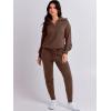 image:imageANRABESS Womens Two Piece Outfits Sweater Lounge Sets Long Sleeve Zip Up Knit Pullover Jogger Pants Tracksuit Travel OutfitsBrown