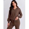 image:imageANRABESS Womens Two Piece Outfits Sweater Lounge Sets Long Sleeve Zip Up Knit Pullover Jogger Pants Tracksuit Travel OutfitsBrown