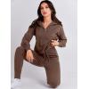image:imageANRABESS Womens Two Piece Outfits Sweater Lounge Sets Long Sleeve Zip Up Knit Pullover Jogger Pants Tracksuit Travel OutfitsBrown