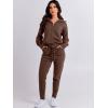image:imageANRABESS Womens Two Piece Outfits Sweater Lounge Sets Long Sleeve Zip Up Knit Pullover Jogger Pants Tracksuit Travel OutfitsBrown