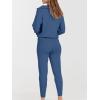 image:imageANRABESS Womens Two Piece Outfits Sweater Lounge Sets Long Sleeve Zip Up Knit Pullover Jogger Pants Tracksuit Travel OutfitsDark Blue