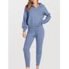 image:imageANRABESS Womens Two Piece Outfits Sweater Lounge Sets Long Sleeve Zip Up Knit Pullover Jogger Pants Tracksuit Travel OutfitsGrey Blue