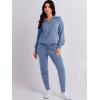image:imageANRABESS Womens Two Piece Outfits Sweater Lounge Sets Long Sleeve Zip Up Knit Pullover Jogger Pants Tracksuit Travel OutfitsGrey Blue