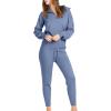 image:imageANRABESS Womens Two Piece Outfits Sweater Lounge Sets Long Sleeve Zip Up Knit Pullover Jogger Pants Tracksuit Travel OutfitsGrey Blue