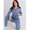 image:imageANRABESS Womens Two Piece Outfits Sweater Lounge Sets Long Sleeve Zip Up Knit Pullover Jogger Pants Tracksuit Travel OutfitsGrey Blue