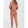 image:imageANRABESS Womens Two Piece Outfits Sweater Lounge Sets Long Sleeve Zip Up Knit Pullover Jogger Pants Tracksuit Travel OutfitsRust