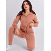 image:imageANRABESS Womens Two Piece Outfits Sweater Lounge Sets Long Sleeve Zip Up Knit Pullover Jogger Pants Tracksuit Travel OutfitsRust