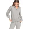 image:imageANRABESS Womens Two Piece Outfits Sweater Lounge Sets Long Sleeve Zip Up Knit Pullover Jogger Pants Tracksuit Travel OutfitsSilver Grey