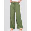 image:imageANRABESS Womens Wide Leg Beach Pants Elastic Waist Lightweight Casual Flowy Palazzo Lounge Trousers with PocketsArmy Green