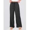 image:imageANRABESS Womens Wide Leg Beach Pants Elastic Waist Lightweight Casual Flowy Palazzo Lounge Trousers with PocketsBlack