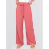 image:imageANRABESS Womens Wide Leg Beach Pants Elastic Waist Lightweight Casual Flowy Palazzo Lounge Trousers with PocketsCoral