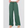 image:imageANRABESS Womens Wide Leg Beach Pants Elastic Waist Lightweight Casual Flowy Palazzo Lounge Trousers with PocketsDeep Green