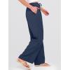 image:imageANRABESS Womens Wide Leg Beach Pants Elastic Waist Lightweight Casual Flowy Palazzo Lounge Trousers with PocketsNavy Blue