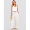 image:imageANRABESS Womens Wide Leg Beach Pants Elastic Waist Lightweight Casual Flowy Palazzo Lounge Trousers with PocketsOffwhite