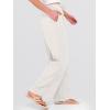 image:imageANRABESS Womens Wide Leg Beach Pants Elastic Waist Lightweight Casual Flowy Palazzo Lounge Trousers with PocketsOffwhite