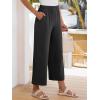 image:imageANRABESS Womens Wide Leg Beach PantsElastic Waist Flowy LightweightComfort for Office amp TravelLounge Trousers with PocketsBlack
