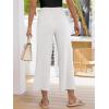image:imageANRABESS Womens Wide Leg Beach PantsElastic Waist Flowy LightweightComfort for Office amp TravelLounge Trousers with PocketsWhite