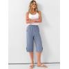 image:imageANRABESS Womens Wide Leg Capri Pants Elastic Waist Casual Loose Lounge Trousers 2026 Summer Flowy Beach Vacation ClothesGrey Blue
