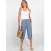 image:imageANRABESS Womens Wide Leg Capri Pants Elastic Waist Casual Loose Lounge Trousers 2026 Summer Flowy Beach Vacation ClothesGrey Blue