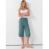 image:imageANRABESS Womens Wide Leg Capri Pants Elastic Waist Casual Loose Lounge Trousers 2026 Summer Flowy Beach Vacation ClothesLake