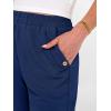 image:imageANRABESS Womens Wide Leg Capri Pants Elastic Waist Casual Loose Lounge Trousers 2026 Summer Flowy Beach Vacation ClothesNavy Blue
