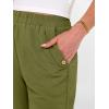 image:imageANRABESS Womens Wide Leg Capri Pants Elastic Waist Casual Loose Lounge Trousers 2026 Summer Flowy Beach Vacation ClothesOlive Green