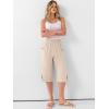 image:imageANRABESS Womens Wide Leg Capri Pants Elastic Waist Casual Loose Lounge Trousers 2026 Summer Flowy Beach Vacation ClothesParchment