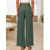 image:imageANRABESS Womens Wide Leg Linen Pants Summer Boho Casual Elastic Waist Long Lounge Travel Pants Trousers with PocketsArmy Green