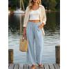 image:imageANRABESS Womens Wide Leg Linen Pants Summer Boho Casual Elastic Waist Long Lounge Travel Pants Trousers with PocketsBaby Blue