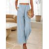 image:imageANRABESS Womens Wide Leg Linen Pants Summer Boho Casual Elastic Waist Long Lounge Travel Pants Trousers with PocketsBaby Blue
