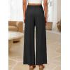 image:imageANRABESS Womens Wide Leg Linen Pants Summer Boho Casual Elastic Waist Long Lounge Travel Pants Trousers with PocketsBlack