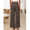 image:imageANRABESS Womens Wide Leg Linen Pants Summer Boho Casual Elastic Waist Long Lounge Travel Pants Trousers with PocketsCoffee