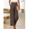 image:imageANRABESS Womens Wide Leg Linen Pants Summer Boho Casual Elastic Waist Long Lounge Travel Pants Trousers with PocketsCoffee
