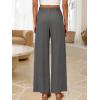 image:imageANRABESS Womens Wide Leg Linen Pants Summer Boho Casual Elastic Waist Long Lounge Travel Pants Trousers with PocketsDark Grey