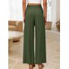 image:imageANRABESS Womens Wide Leg Linen Pants Summer Boho Casual Elastic Waist Long Lounge Travel Pants Trousers with PocketsDeep Green