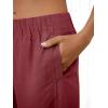 image:imageANRABESS Womens Wide Leg Linen Pants Summer Boho Casual Elastic Waist Long Lounge Travel Pants Trousers with PocketsDeep Red