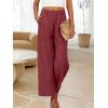 image:imageANRABESS Womens Wide Leg Linen Pants Summer Boho Casual Elastic Waist Long Lounge Travel Pants Trousers with PocketsDeep Red