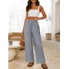 image:imageANRABESS Womens Wide Leg Linen Pants Summer Boho Casual Elastic Waist Long Lounge Travel Pants Trousers with PocketsGrey