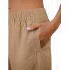 image:imageANRABESS Womens Wide Leg Linen Pants Summer Boho Casual Elastic Waist Long Lounge Travel Pants Trousers with PocketsKhaki
