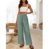image:imageANRABESS Womens Wide Leg Linen Pants Summer Boho Casual Elastic Waist Long Lounge Travel Pants Trousers with PocketsLight Green
