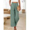 image:imageANRABESS Womens Wide Leg Linen Pants Summer Boho Casual Elastic Waist Long Lounge Travel Pants Trousers with PocketsLight Green
